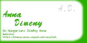 anna dimeny business card